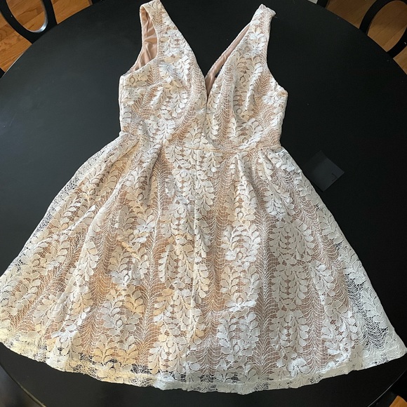 Lulu’s White Lace Skater Dress - Picture 3 of 5